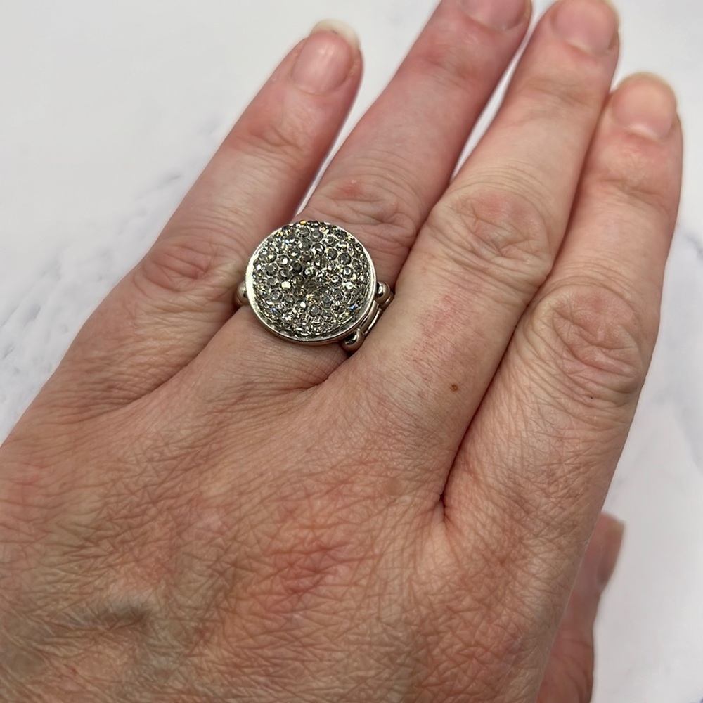 All Silver Sparkle Button Stretch Ring. - image 2